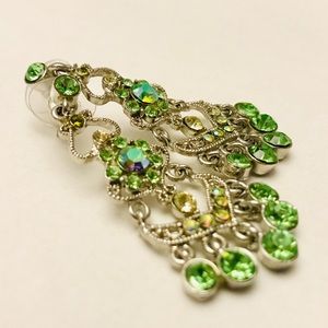 Green Gemstone Dangle Earnings